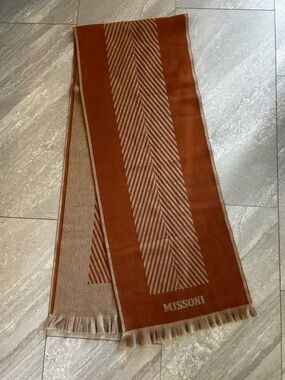 MISSONI Rust and Beige Patterned Scarf